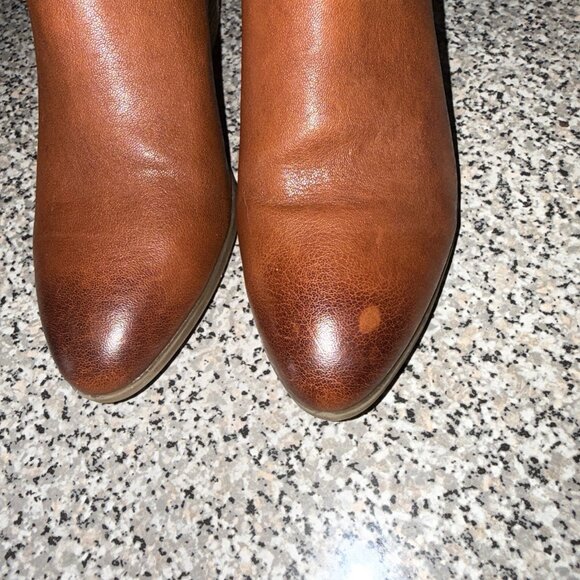 Frye Judith Double Zip Heel Block Ankle Booties US 7 M Women's Brown Leather - Picture 5 of 9